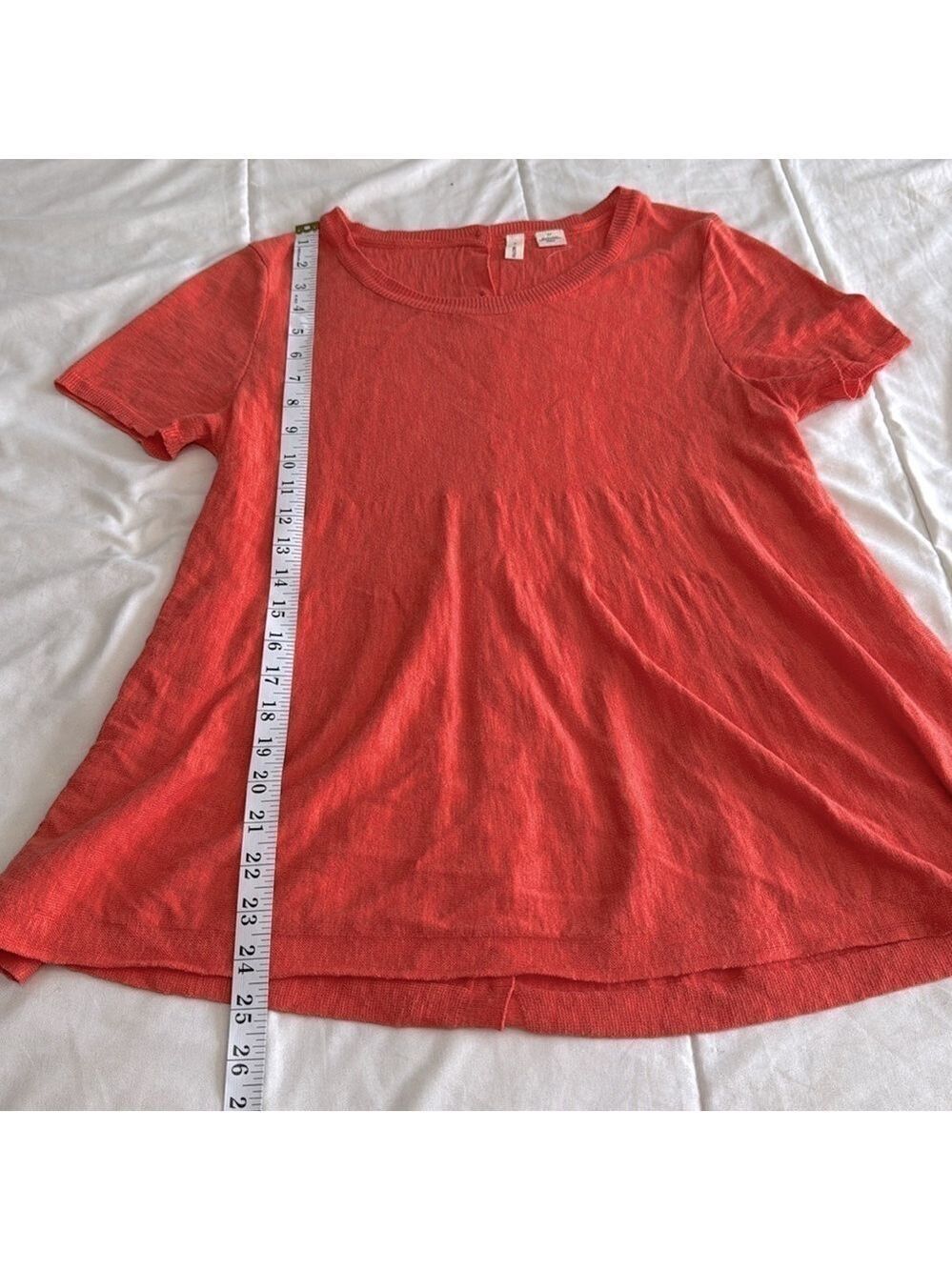 Anthropologie Moth Coral Pink Slub Knit Button Back Swing Top Small - Picture 6 of 6